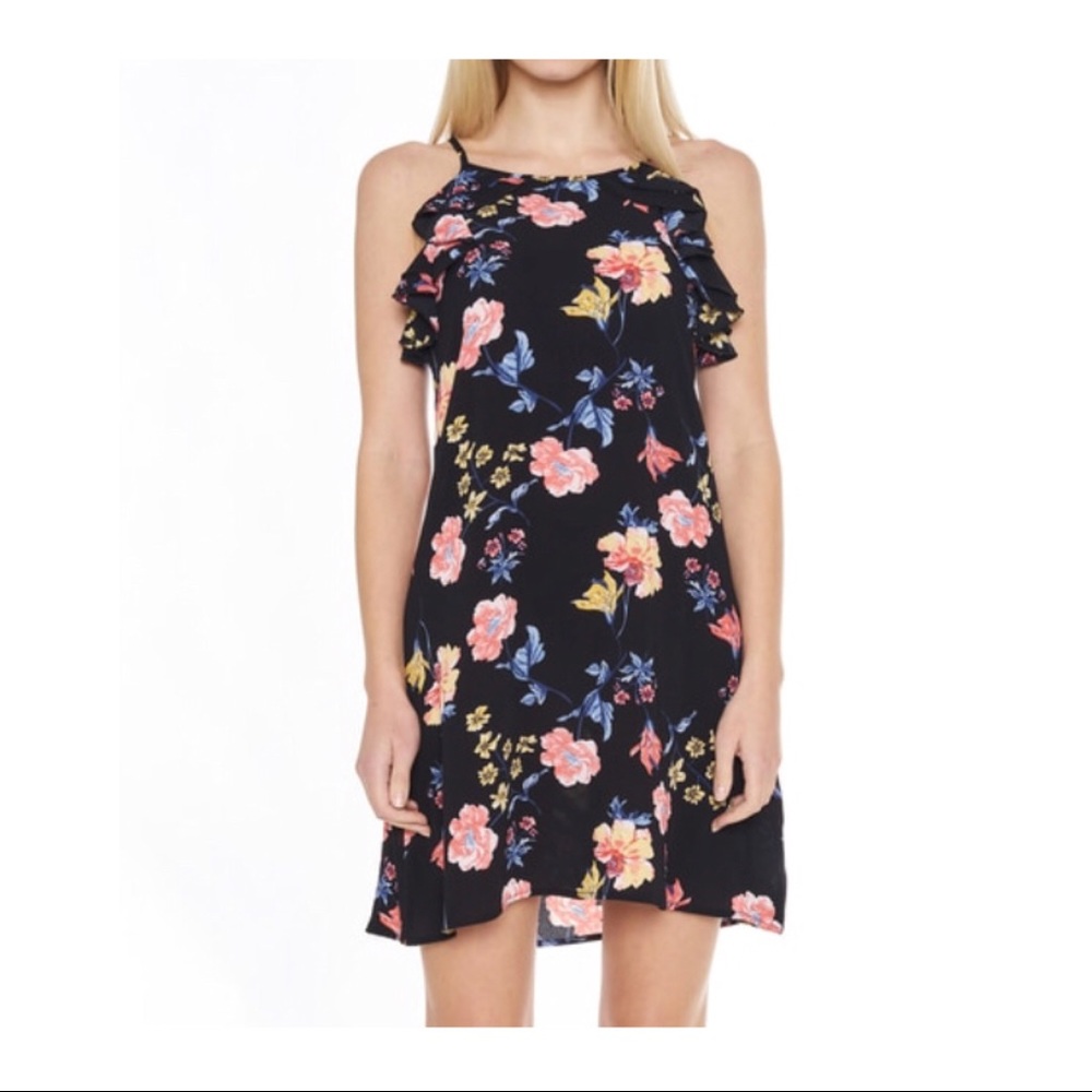 SALES ❗️Black Floral Halter Mini Dress - Picture 2 of 7
